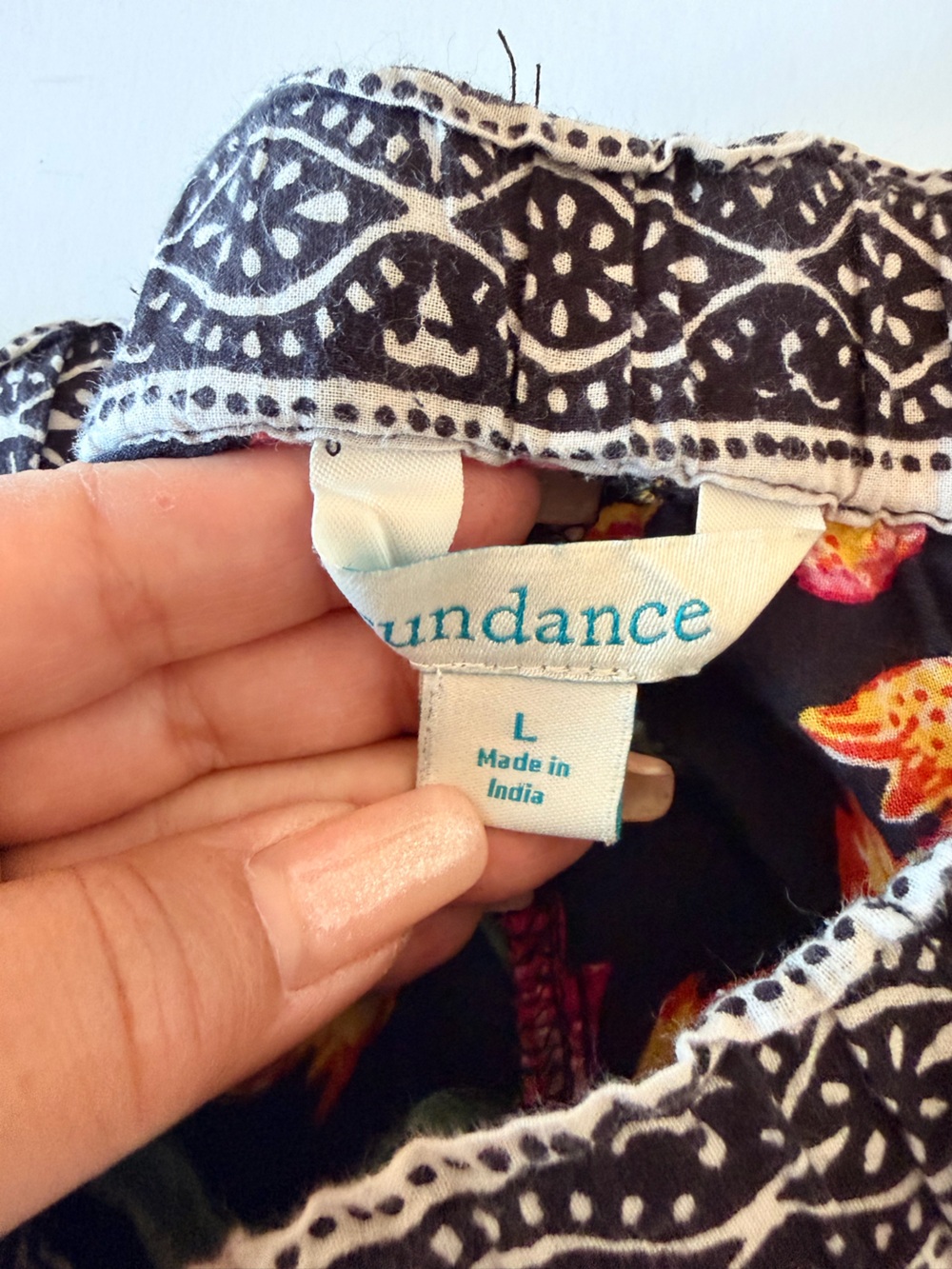 Sundance Leia cotton cropped pants, floral print, pull up draw string size L - Picture 2 of 14